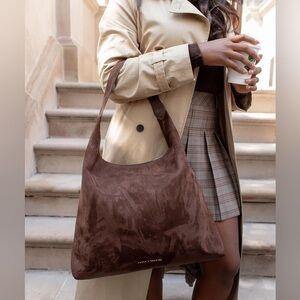 Poppy and Peonies suede tote